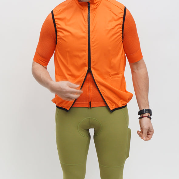 Wind Vest Orange - 2 way zipper